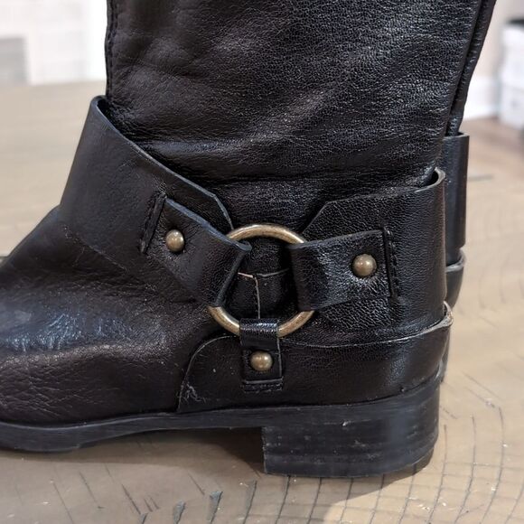 Nine West Vintage America Vavalcaria Black Leather Harness Riding Boots Sz 6.5 - Picture 3 of 14